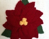 Poinsettia hand knit 16x16 pillow cover