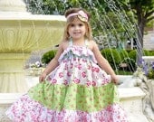Maxi Dress with Halter Tie - Size 6/12m 12/18m 2T 3T 4T - Floral Summer Line - Girls Baby Boutique Clothing -  Floor  Length