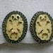 Antique Chinese Earrings: Bone or Ivory Carved Floral Screw-Backs. Gorgeous