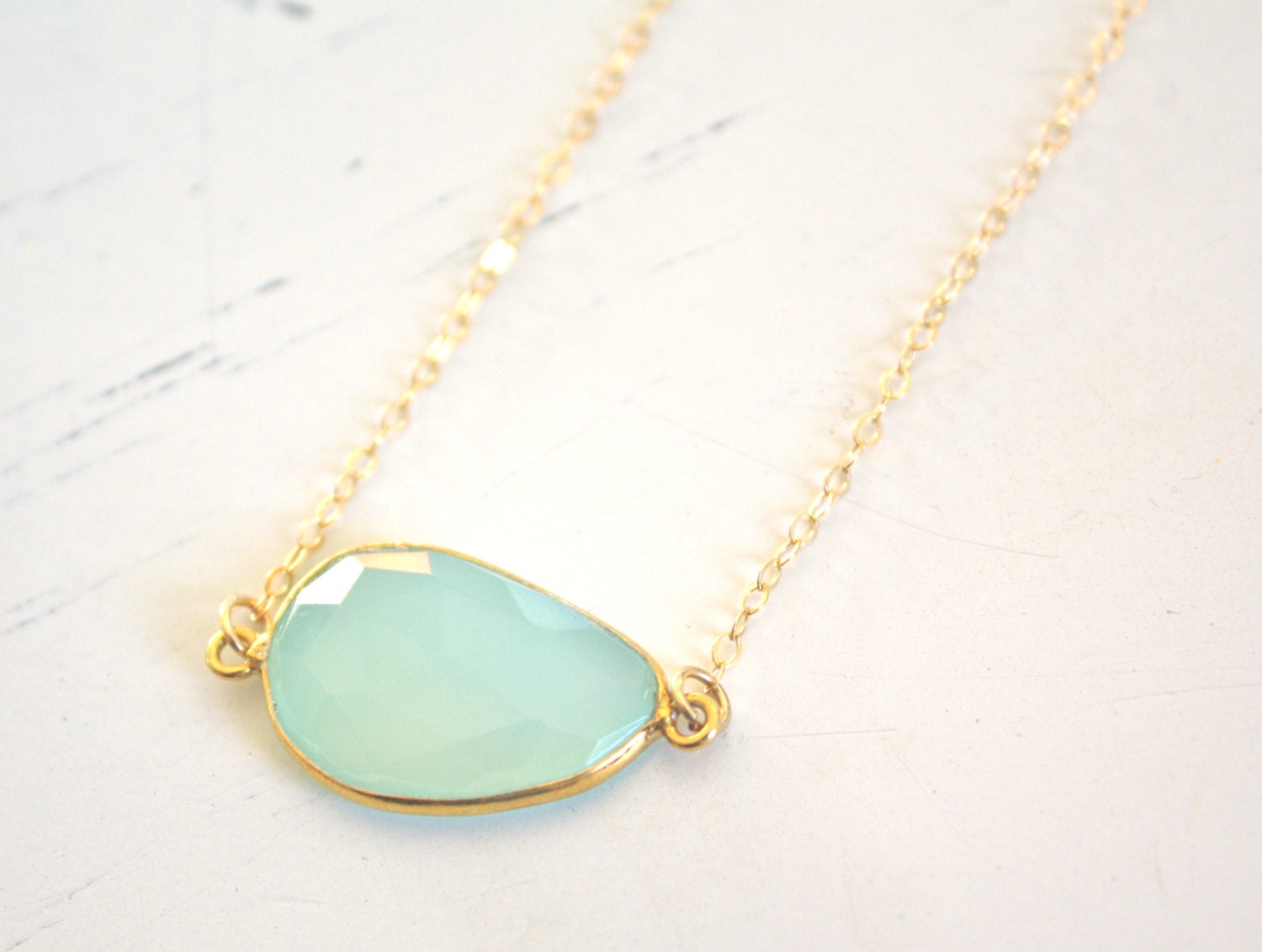 Chalcedony and Gold Necklace, Tiffany Blue Chalcedony Necklace, Bridesmaid Gifts, Graduation gifts