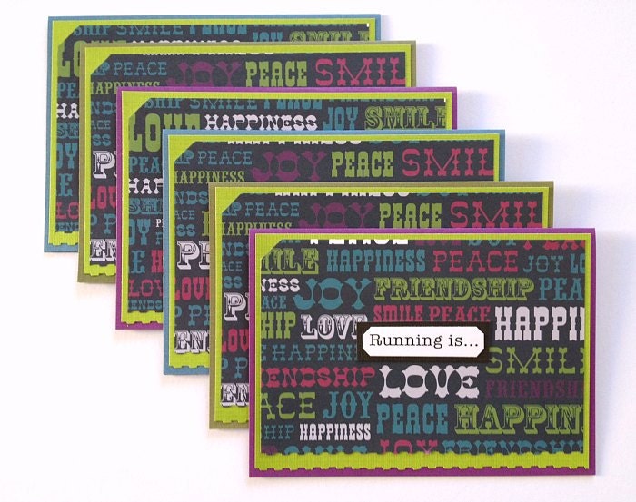 Running is..... Handmade Greeting Cards Stationery Gift Set for Runners - Set of 6 Cards (Blank Inside)