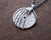 Skeleton Hand Pendant "The Counter" Skeletal Robotic Hand Necklace Watch Stem Bone Sculpture Watch Gear A Mechanical Mind Relic
