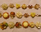 Bridesmaid gift 3 yellow vintage cluster beaded earring bracelets