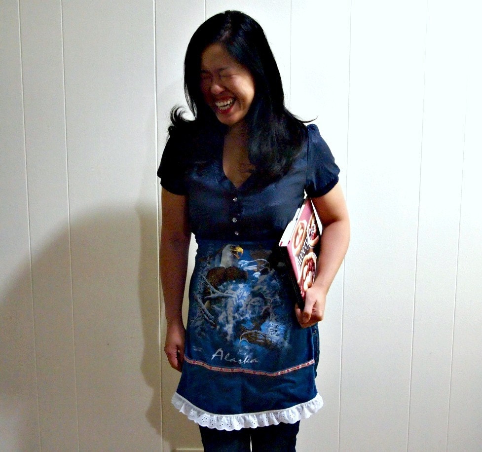 apron cute hostess apron blue alaska theme craft apron glow in the dark shirt