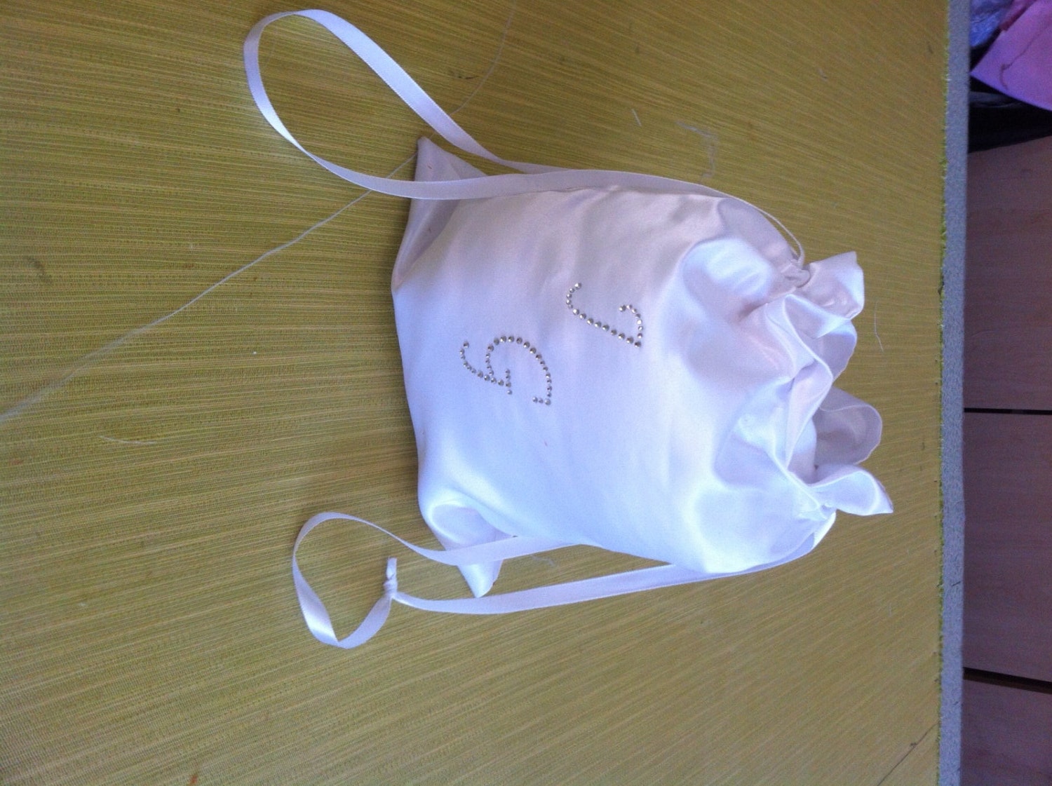 Custom Made Money Bag Dollar Dance Set  For Bride Personalized with  Initial Rhinestone Accents.