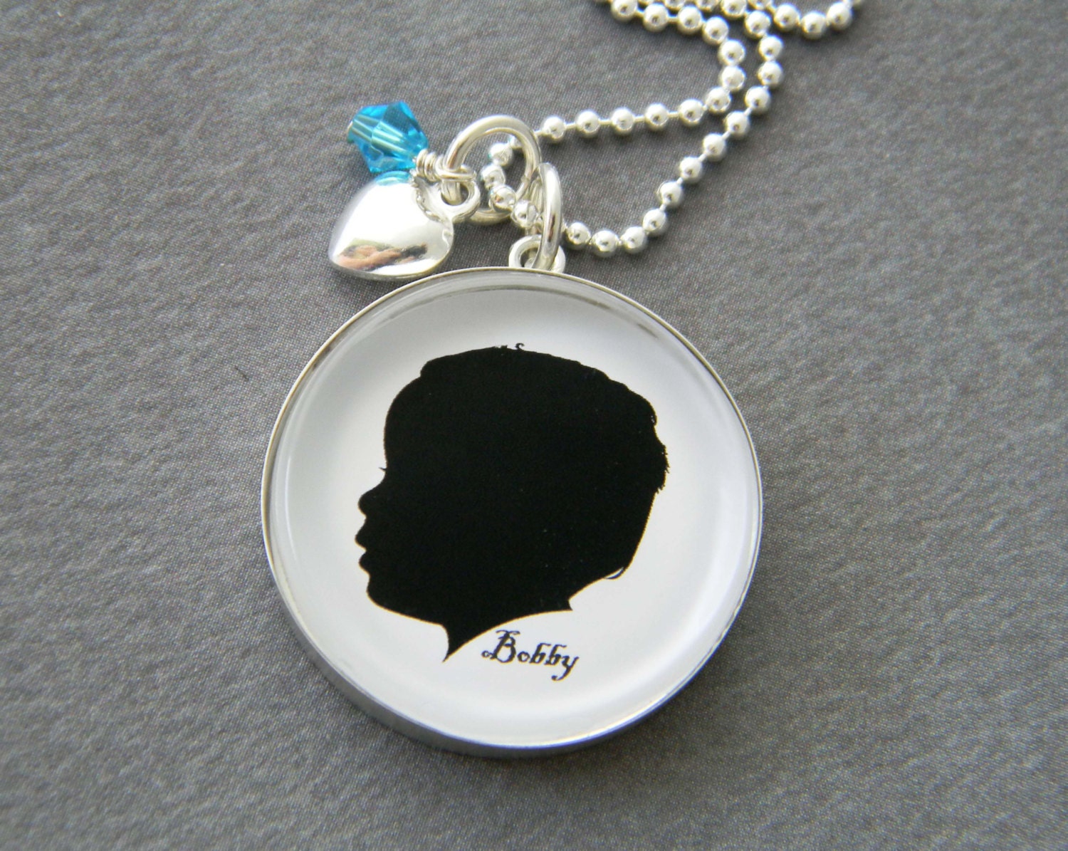 STERLING SILVER 25mm Pendant Necklace with Your Custom Silhouette