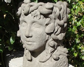 Solid Stone MEDUSA HEAD PLANTER Original Hand Crafted Sculpture (a/v)