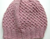 Pink Rose Knitted Hat, Lace Slouch Style, Spring Fashion