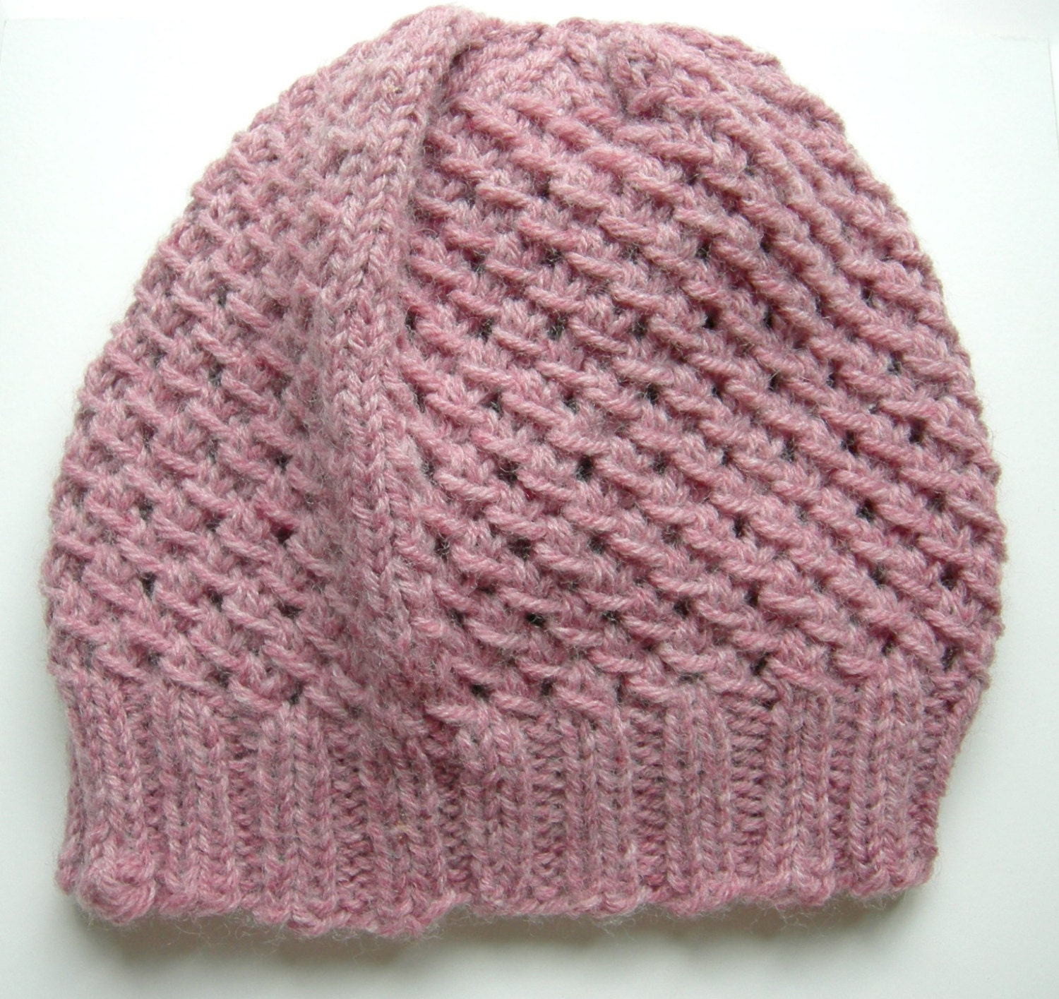 Pink Rose Knitted Hat, Lace Slouch Style, Spring Fashion