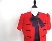 4th of july- Blue polka dots - Red jacket- Vintage dress-Suit  Med/ Large- jacket- mix and match