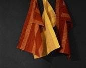 3 Handwoven Red, Orange, and Yellow Striped Tea Towels