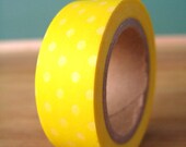 Yellow Dot Washi Tape -15mm x 10m - Pretty Polka Dot Washi for Crafts