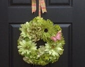 Green Hydrangea Mix Spring or Summer Wreath