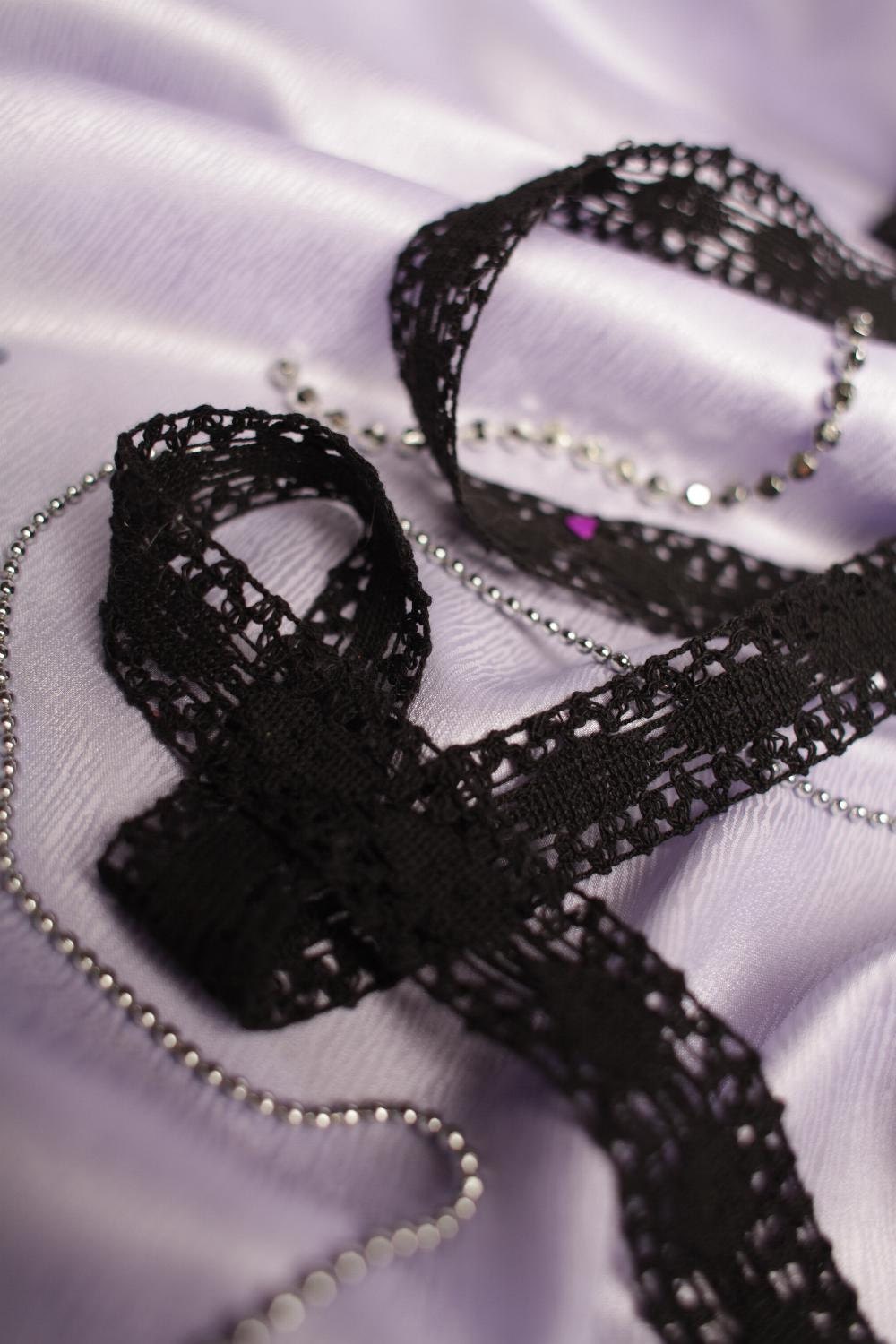 black cotton crochet lace trim braid any length goth victorian steampunk