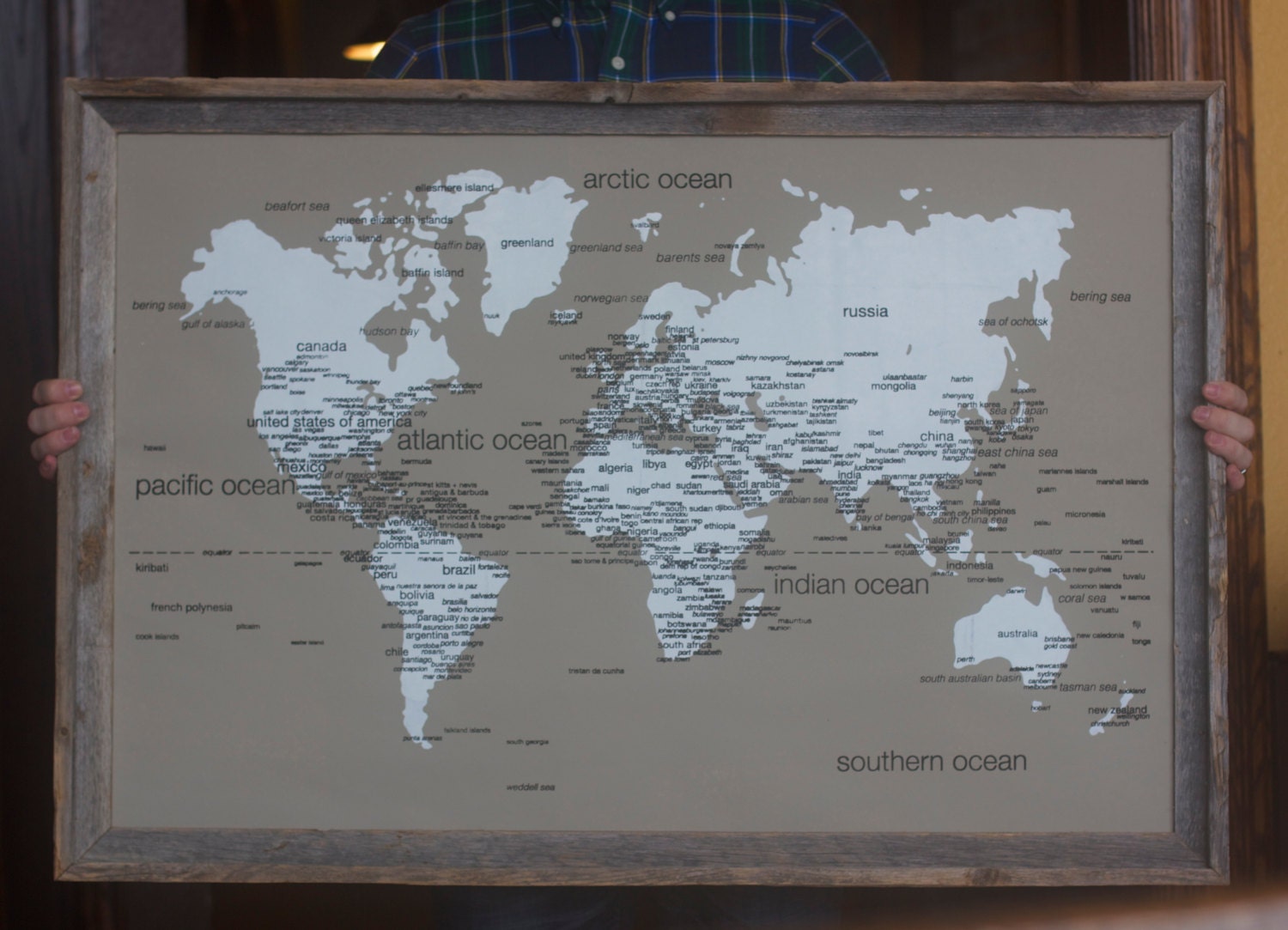 Giant Organic Style Literary Map Print Poster - 24x36 - Elephant Gray