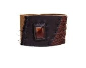 Carnelian Leather Cuff Bracelet