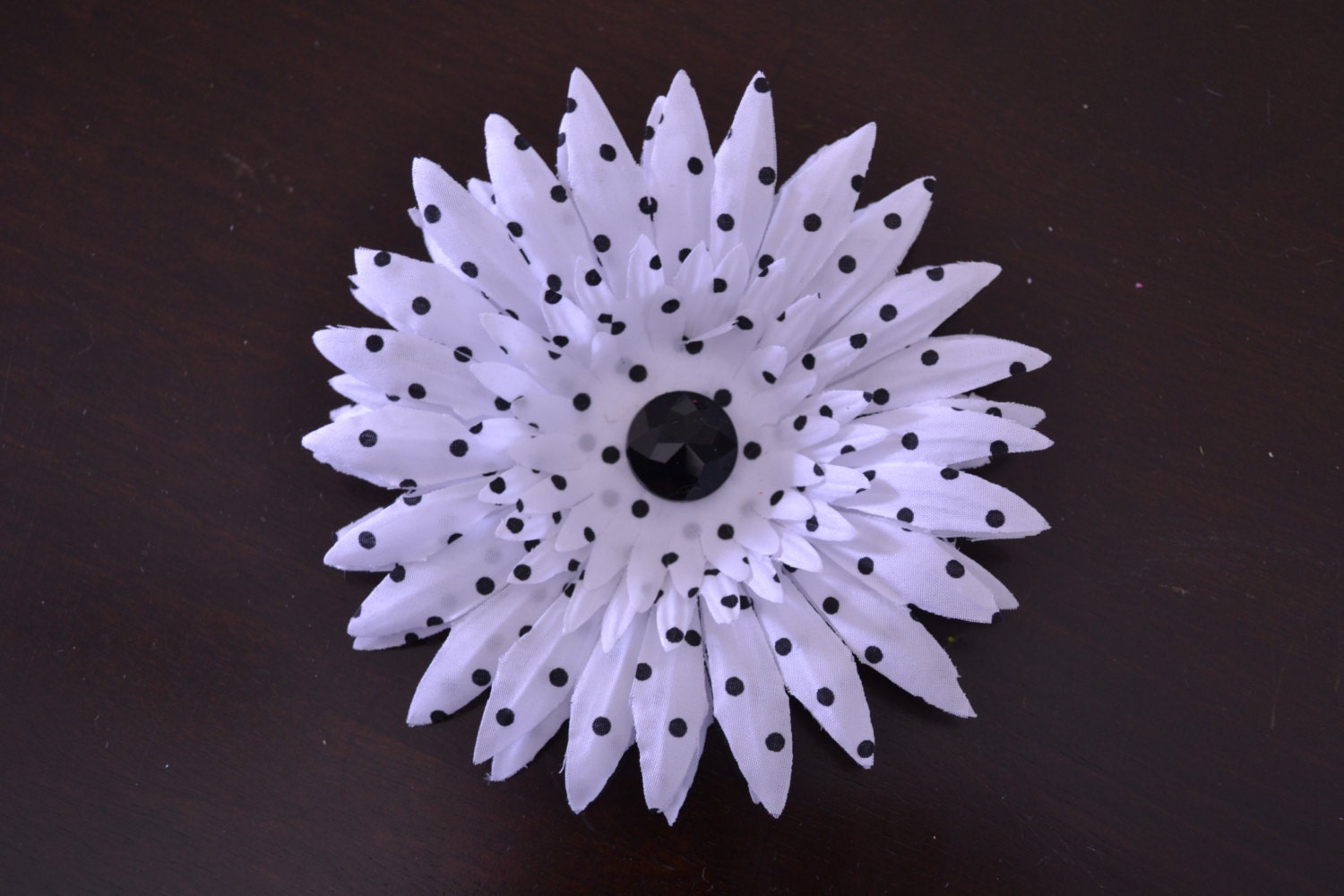 White Black Polka Dots Gerber Daisy Flower Hair bow Hair clip Hair Accessories
