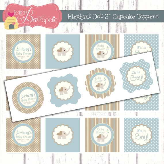 Baby Elephant Cupcake Toppers for Baby Shower - First Birthday - DIY Printable File Il_570xn