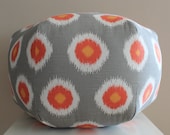 24" Ottoman Pouf Floor Pillow Ikat Domino Chili Pepper