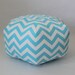 18" Ottoman Pouf Floor Pillow Aqua White Zig Zag Chevron