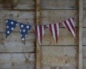 American flag burlap banner, 4th of july banner, old glory US flag banner red white and blue