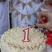 Happy Birthday Cake Topper Baker Banner in tea dyed cotton.