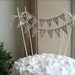 Custom surname baker banner with Mr&MRS, white lettering, tea dyed cotton. hearts