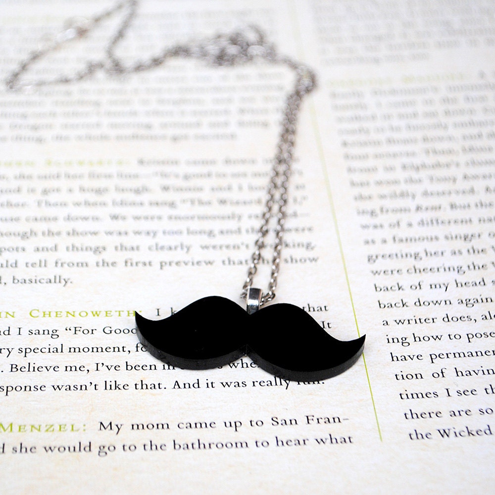 Moustache Necklace, Mustache, Black