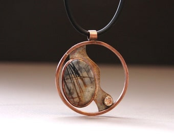 Winter Woods Picture Marble and Copper Necklace