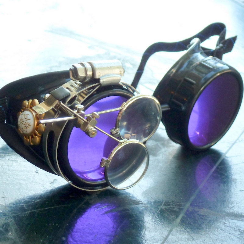 Victorian Steampunk goggles aviator victorian welding biker eye cup--gwg