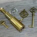 DRAWER Lot 5pc Steampunk Vintage brass telescope skeleton key pendant charm compass marine nautical 124