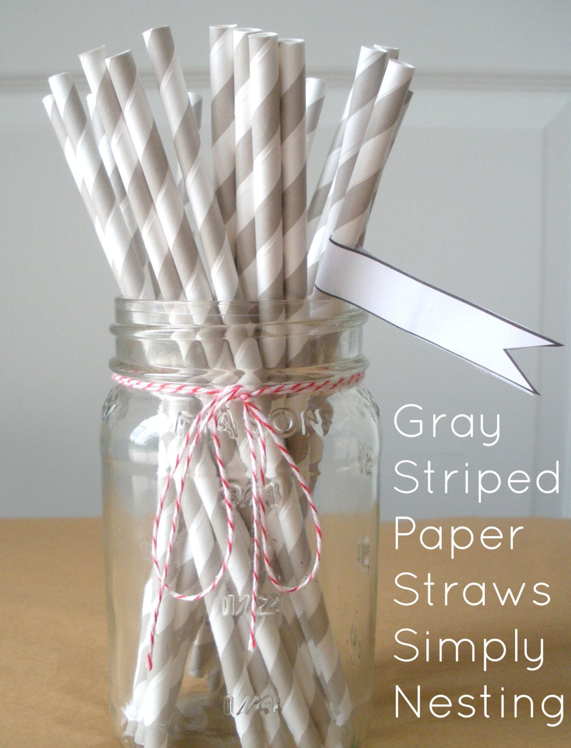 25 Gray Striped Straws, Striped Paper Straws, Party Straws, Wedding Straws