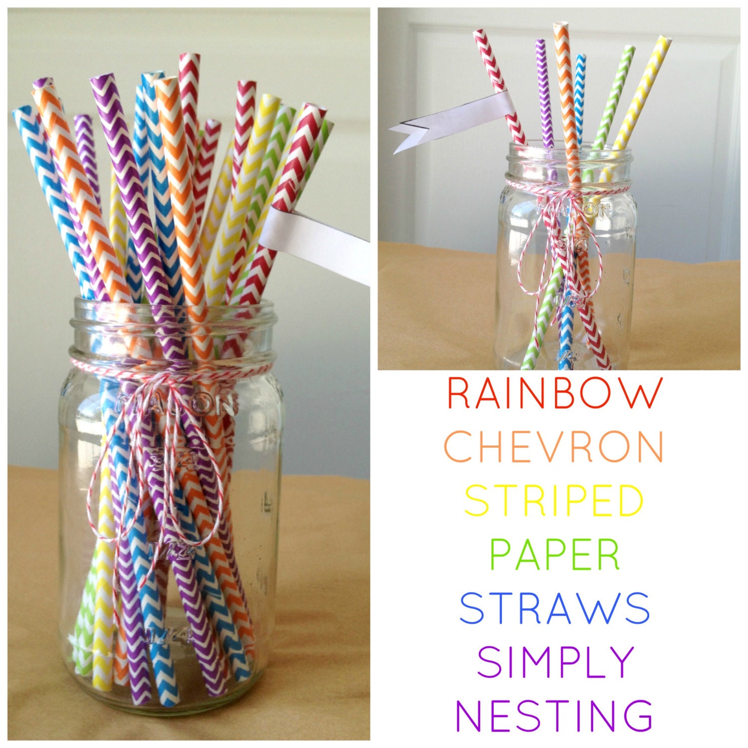 25 Rainbow Chevron Striped Paper Straws, Party Straws, Wedding Straws, Rainbow Party, Art Party