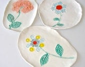 Ceramic Serving Plates, hand painted flower dishes, snack plates, tapas plates, appetizer plates, spoonrests, soap dish