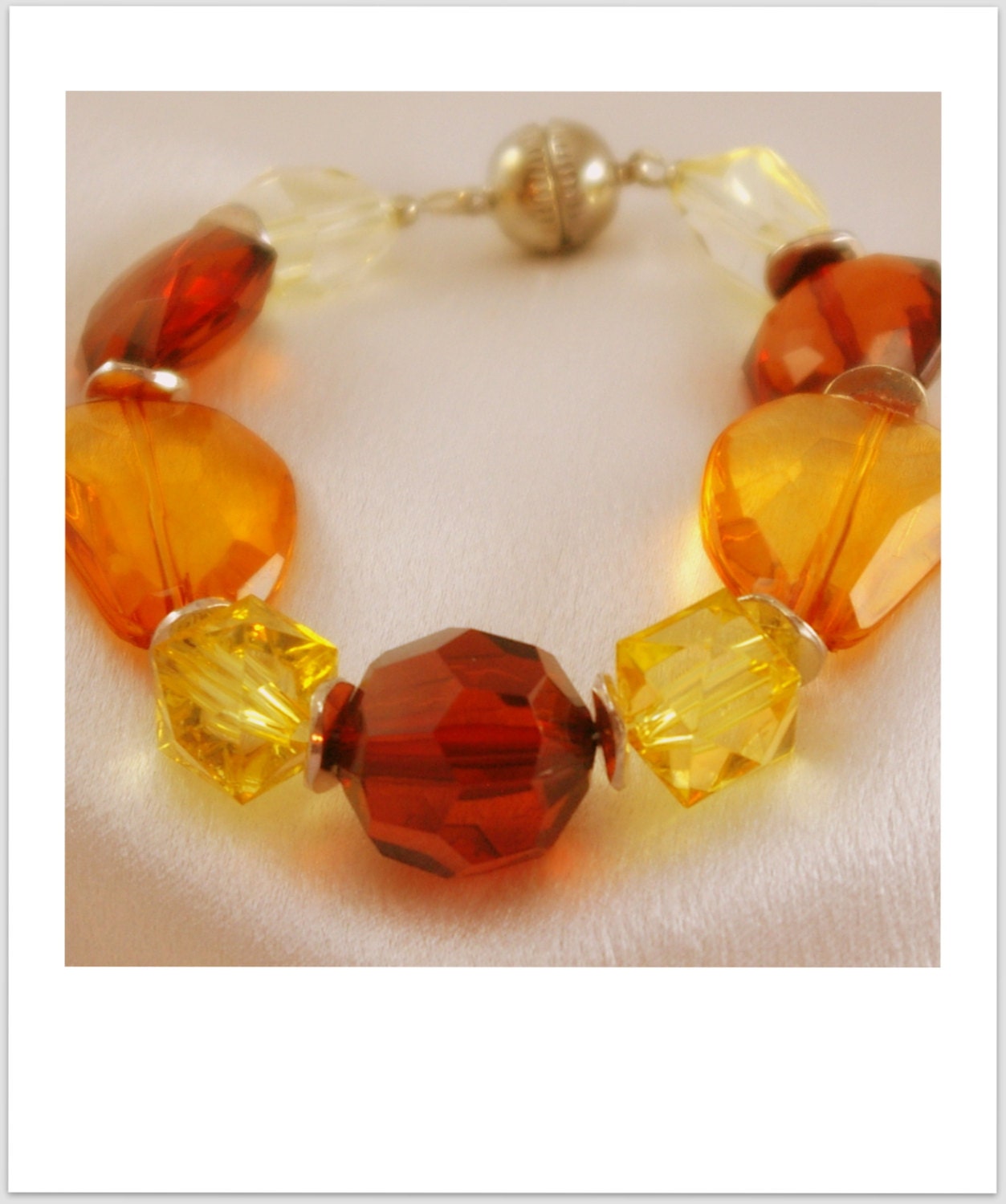 Retro Looking Yellow, Brown and Gold Bracelet.  BlingbyDonna.  Twinkle.