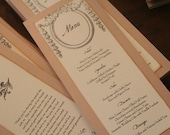 Wedding Menu Cards, Ornate Frame, French Wedding, Vintage, Shabby Chic, Tea Length, Color Options, Custom, Unique