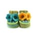 Knitted Baby Booties with Crochet Bell Flowers, Pastel Colors, 0 - 3 months
