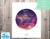 Peter Pan Galaxy Print - Nursery Art - Star and Sky - Literature - Book - Quote - Morning