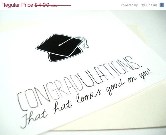SALE Fun Graduation Card. conGRADulations- sweet hat.