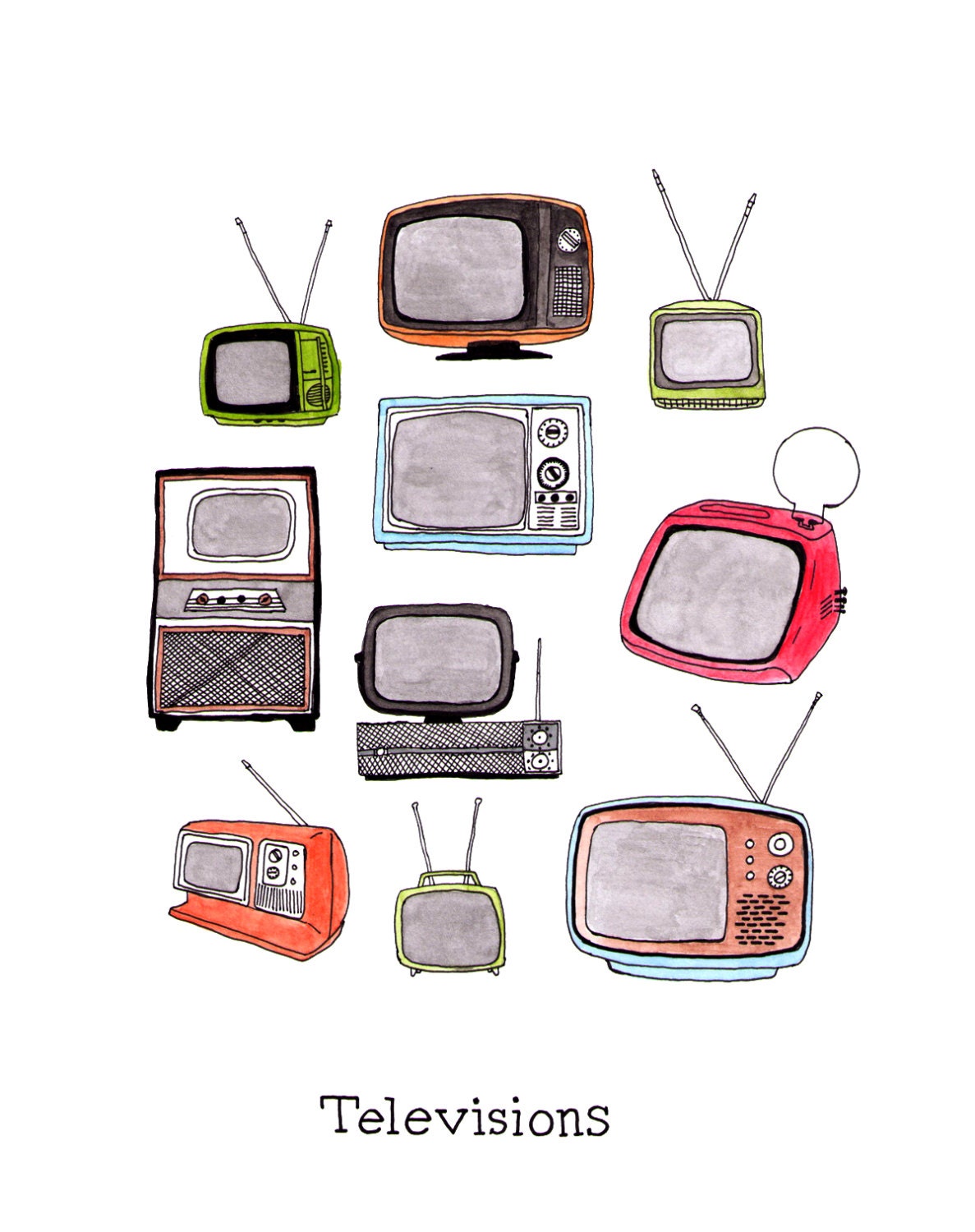 Illustration of Vintage Televisions
