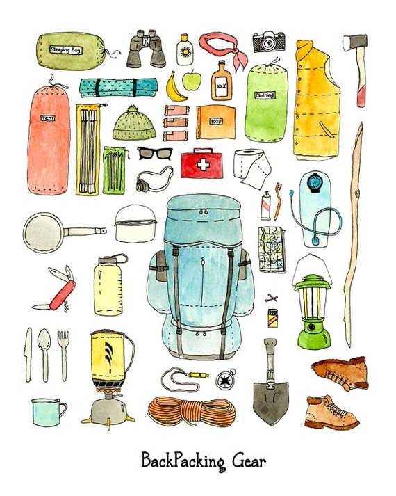 backpacking gear print