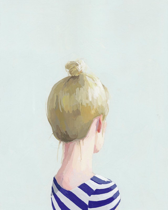 hair art - bun print - "Top Knot 22"