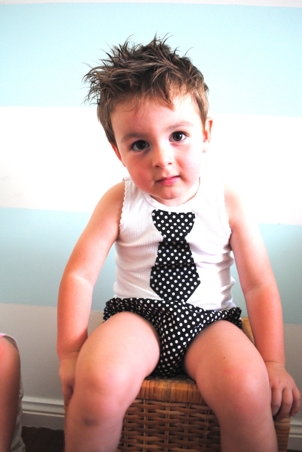 Black Tie Diaper Cover and tank singlet top
