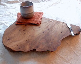 Elm Serving Tray with Red Oak butterflies