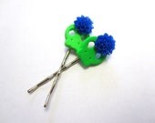 Day of the Dead Bobby Pins Sugar Skull Hair Accessories Lime Green Blue