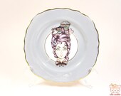 Vintage Butter Plate with a Tea Cake Lady Illustration