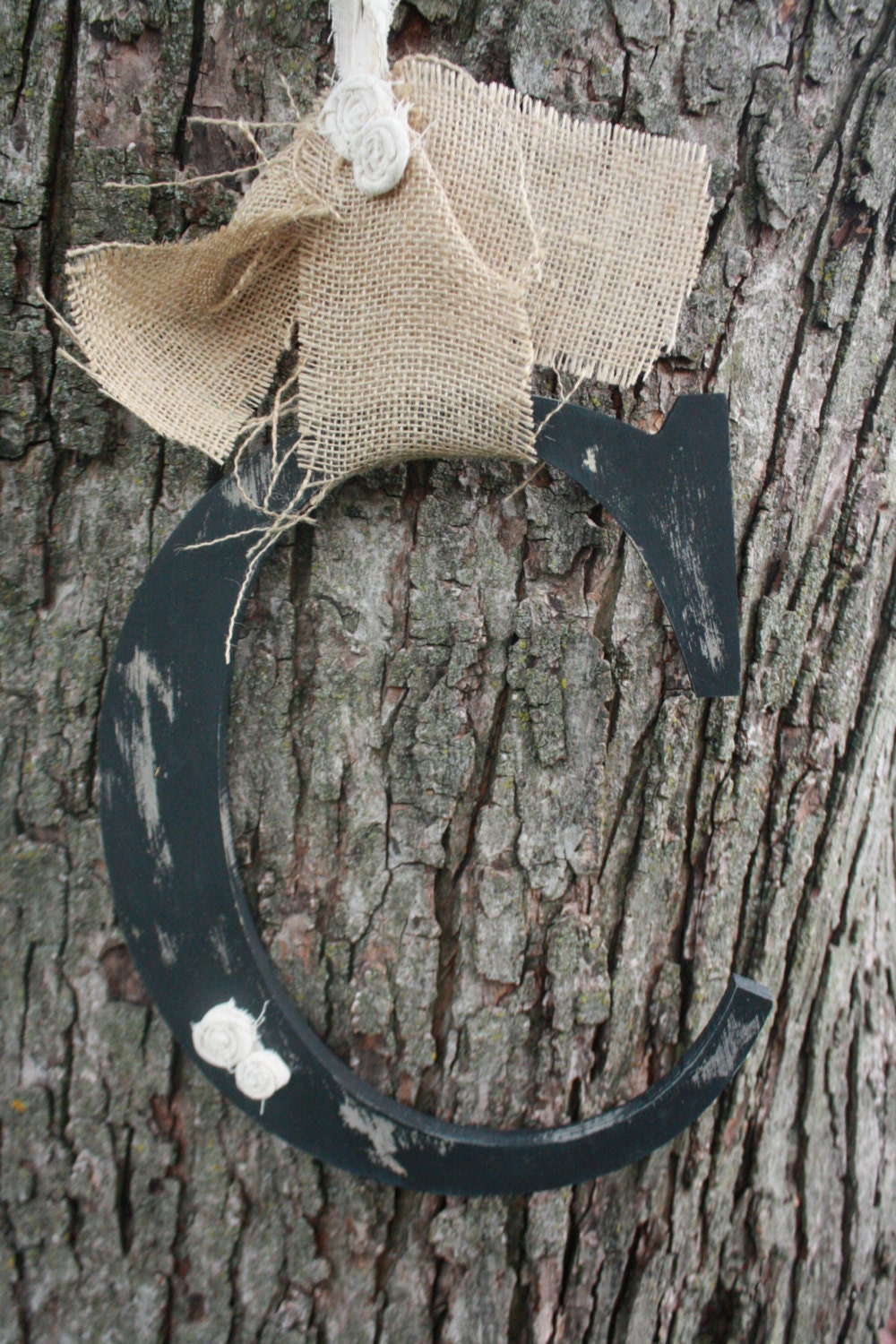 12" letter C Black distressed Door Initial Monogram Shabby chic- READY TO SHIP