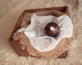 Brown Rustic Burlap and White Fabric Layering Set includes Newborn Tieback Headband  RTS