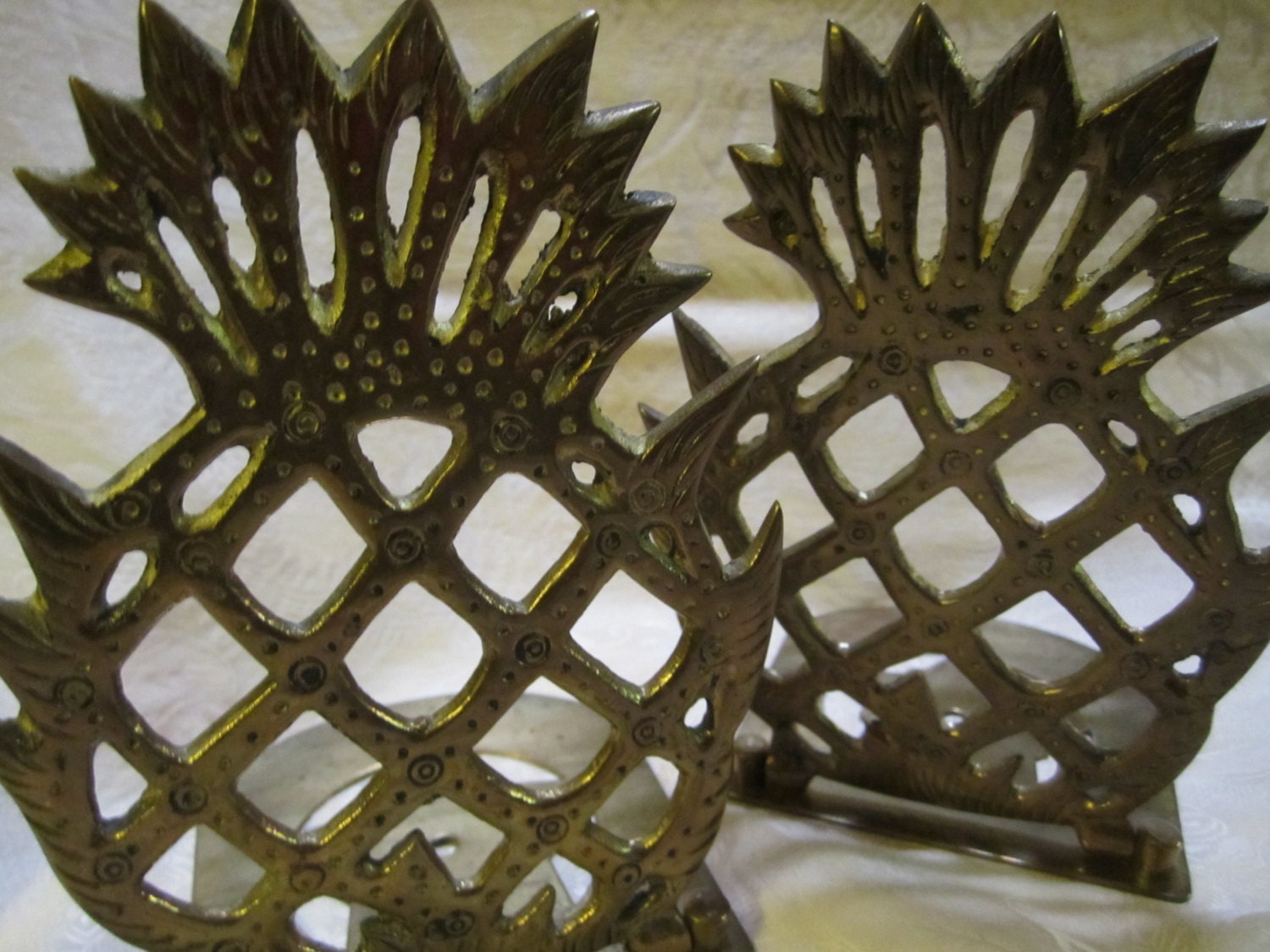 Pineapple Brass Folding Bookends