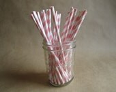 25 Light Pink Striped Straws